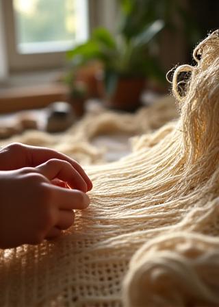 Artisan weaving natural fibers